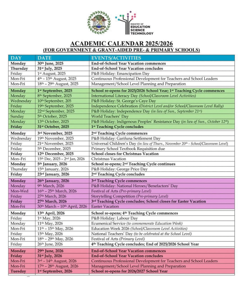 Stella Maris School calendar page 2